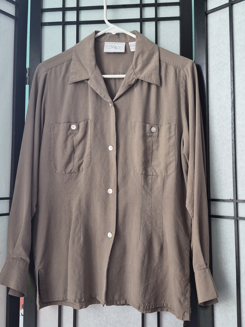EDWARD Silk Taupe Button-Up Shirt